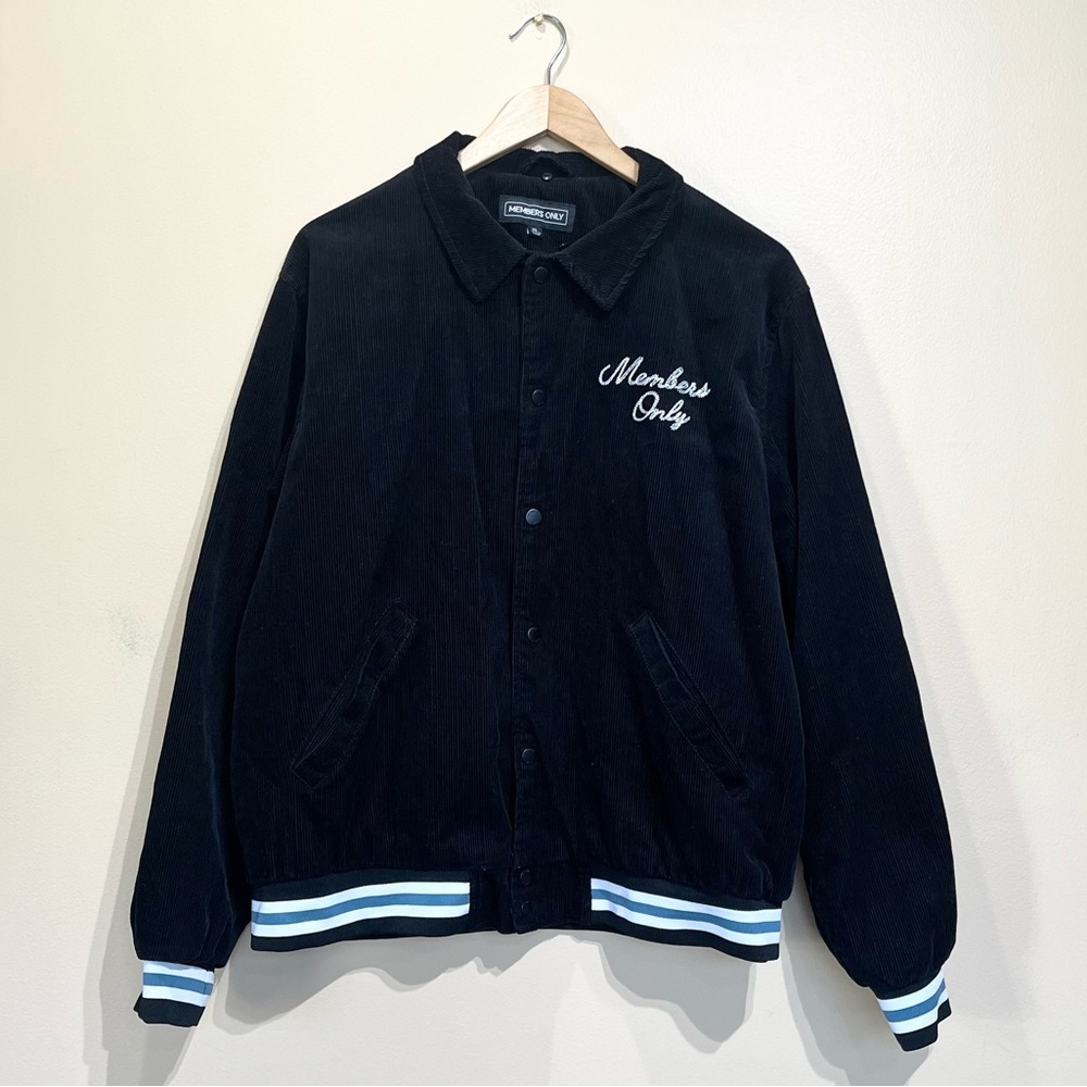 Members Only Black Corduroy Varsity Jacket